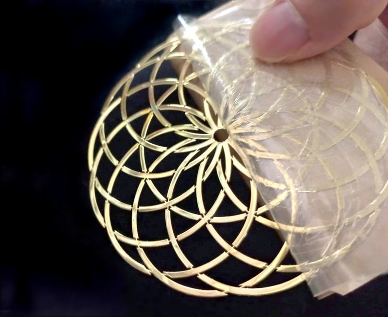 【8cm/15cm】釷羅斯管 Tube Torus 神聖幾何金屬貼紙 - 貼紙 - 其他金屬 金色