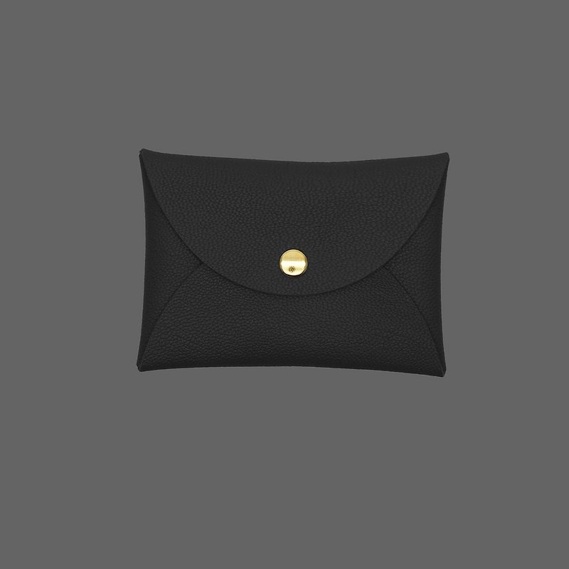 Custom Genuine Leather Goat Leather Macaron Black Card Holder/Wallet/card holder/card case - ที่เก็บนามบัตร - หนังแท้ สีดำ