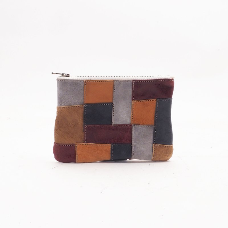 random leather mini wallet (multi color) - Toiletry Bags & Pouches - Genuine Leather Multicolor