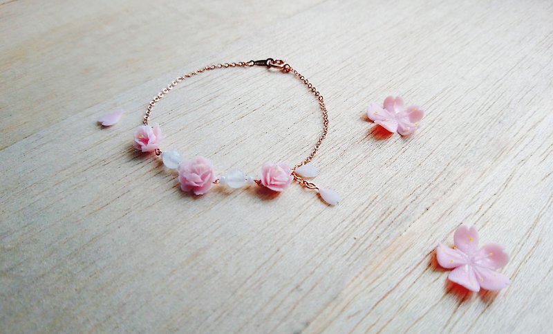 Sakura Fairy's Smile 14K Gold Bracelet (Rose Gold) - Bracelets - Rose Gold Pink