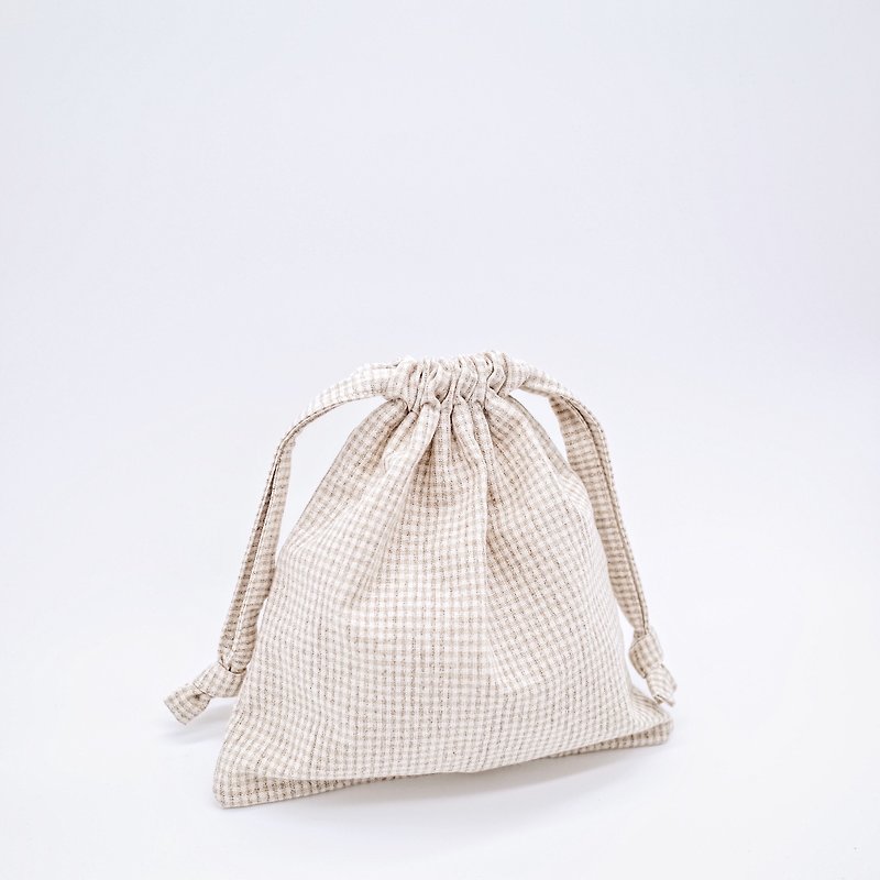Plaid bundle pocket exchange gift storage bag - Toiletry Bags & Pouches - Cotton & Hemp Khaki