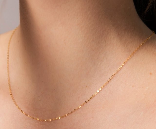 18K Pure Solid Gold Chains - Real 1.5mm Diamond Cut Necklace 16 inches(40cm) / G-1.5 by Pearde Design