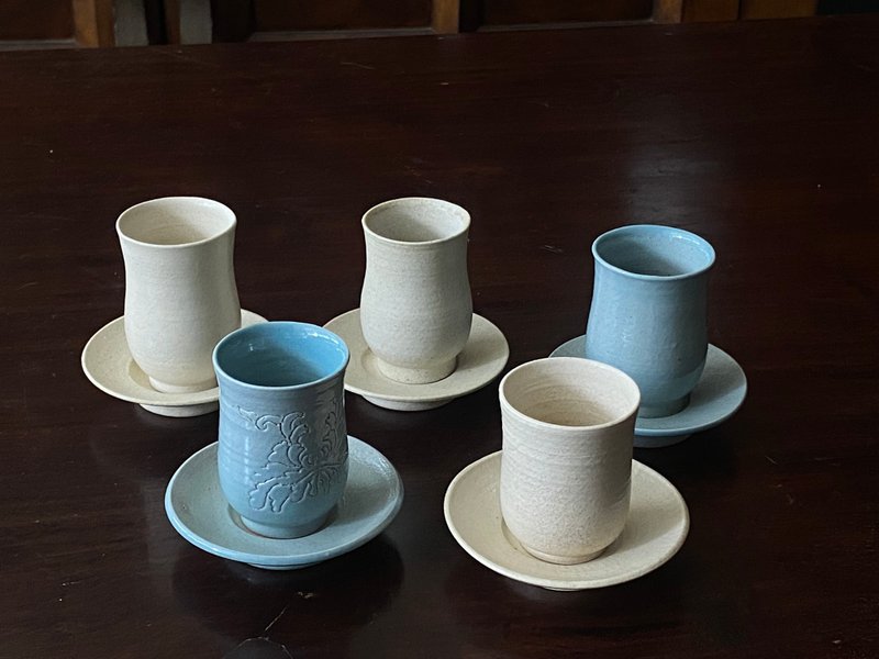 聞香杯 五對 - 茶壺/茶杯/茶具 - 陶 白色