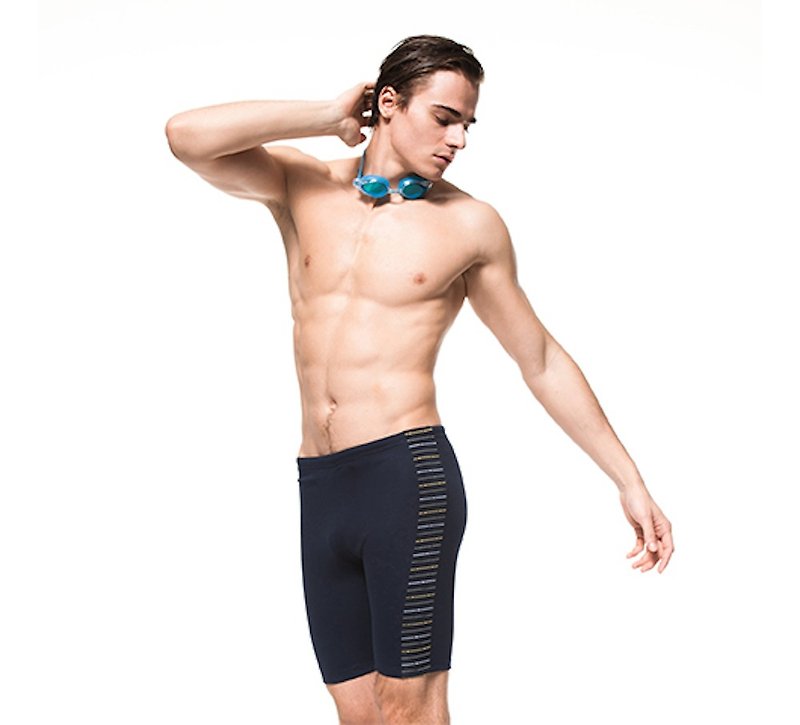 MIT five-point swimming trunks (for bathing) - ชุดว่ายน้ำผู้ชาย - เส้นใยสังเคราะห์ สีดำ