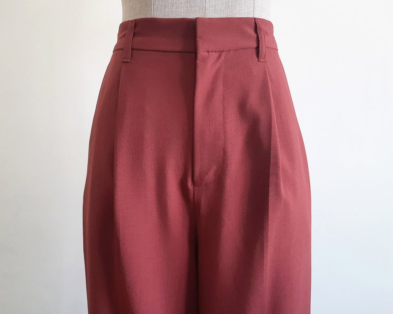 Vintage Reddish Brown Pleated Pants - Men's Pants - Polyester Brown