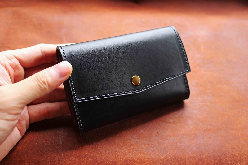 【VULCAN Envelope Zip Short Clip】Italian Vegetable Tanned Cow Leather Can Choose Colors and Stamping Hot Stamping - Wallets - Genuine Leather Brown