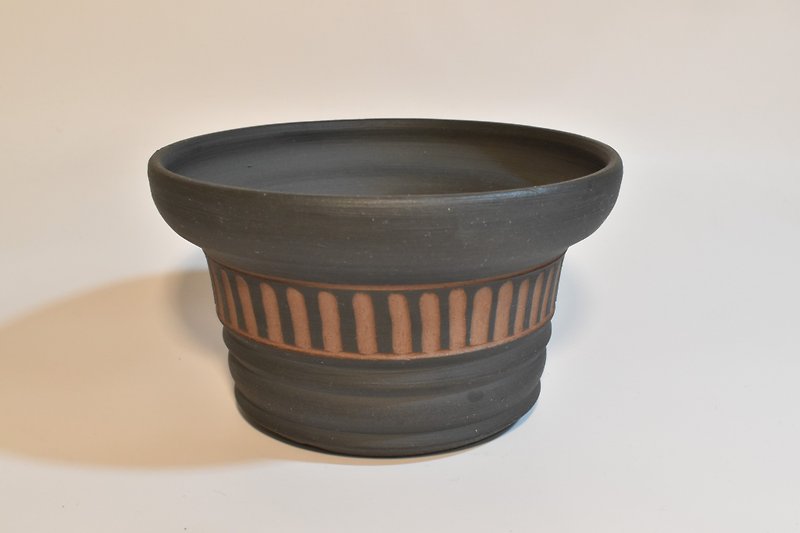 Unglazed matt black-engraved basin - Pottery & Ceramics - Pottery Black