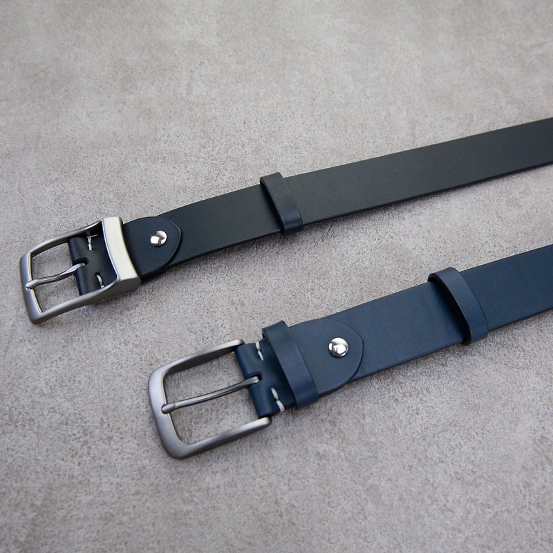 皮帶 腰帶 belt 真皮 黑色 深藍色 牛皮 38mm 客製燙金 禮物 - 腰帶/皮帶 - 真皮 黑色