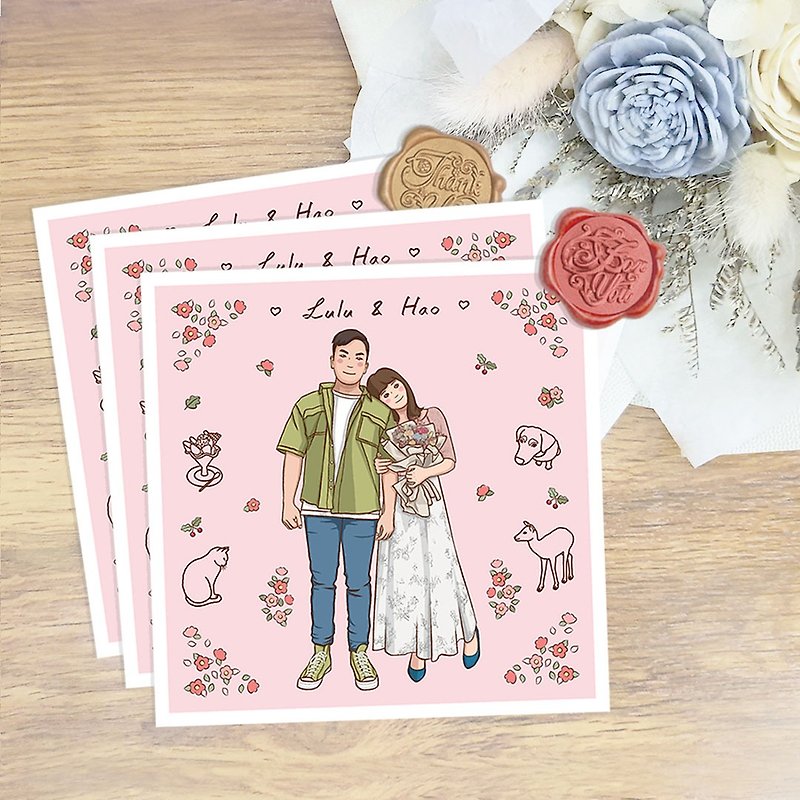 [Small card/6-inch postcard] Includes stickers/wedding cake cards/customized thank you cards/Similar Painting add-on products - Cards & Postcards - Paper Pink