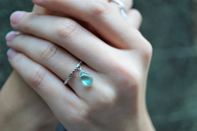 藍色灰磷石925純銀可調節戒指 - 戒指 - 寶石 藍色