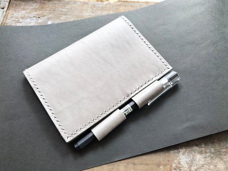 Double pen position passport cover well stitched leather material bag PASSPORT certificate cover notebook DIY trip - เครื่องหนัง - หนังแท้ สีเทา