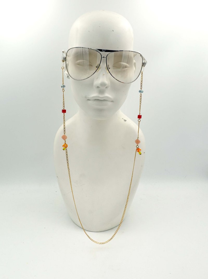 Crystal Gemstone decoration glasses chain 18K gold plated not easy to fade popular fashion IG net red punching photo - กรอบแว่นตา - โลหะ สีทอง