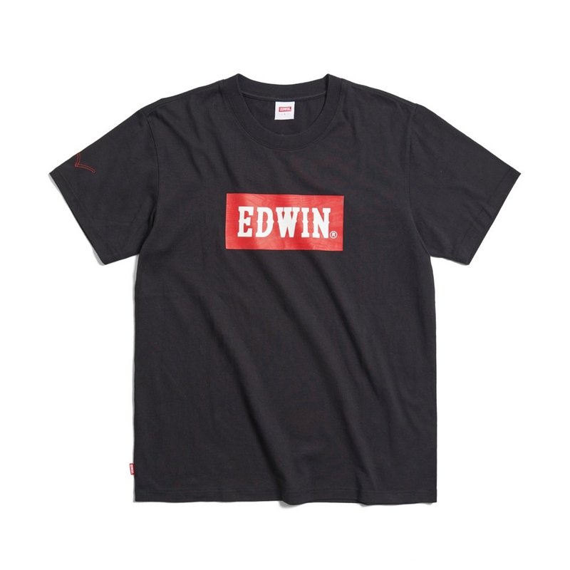 EDWIN music red printed short-sleeved T-shirt-men's (black) #Top - เสื้อยืดผู้ชาย - ผ้าฝ้าย/ผ้าลินิน สีดำ