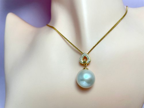 Athena珍珠設計 真真 天然淡水珍珠 冷光白炫彩珍珠 純銀吊墜
