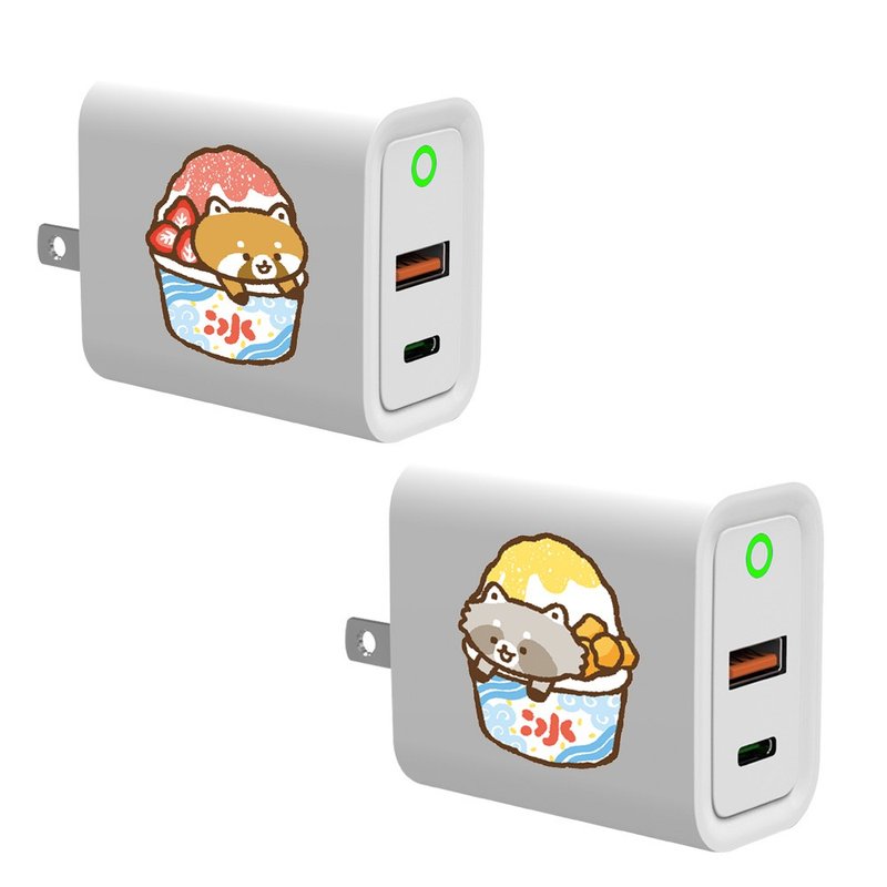 浣熊菓子屋日式刨冰系列USB3.0+PD20W雙孔充電器 - 科技小物 - 塑膠 多色