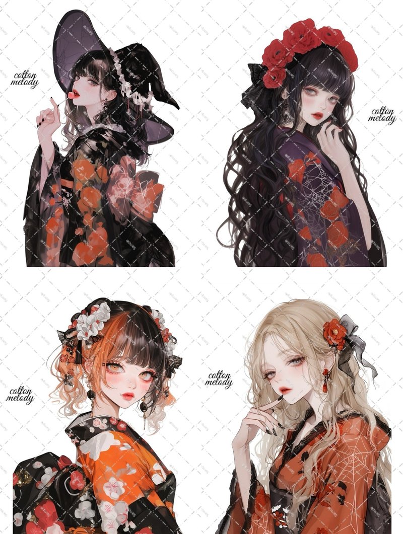 【数量限定】 ハロウィン / compact set / 25種類各5枚 / cotton melody / 少数セット / 人物ステッカー / ノベルティ付 - 貼紙 - 紙 