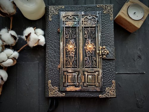 junkjournals Large door journal witch grimoire for sale Gothic spell book of shadows