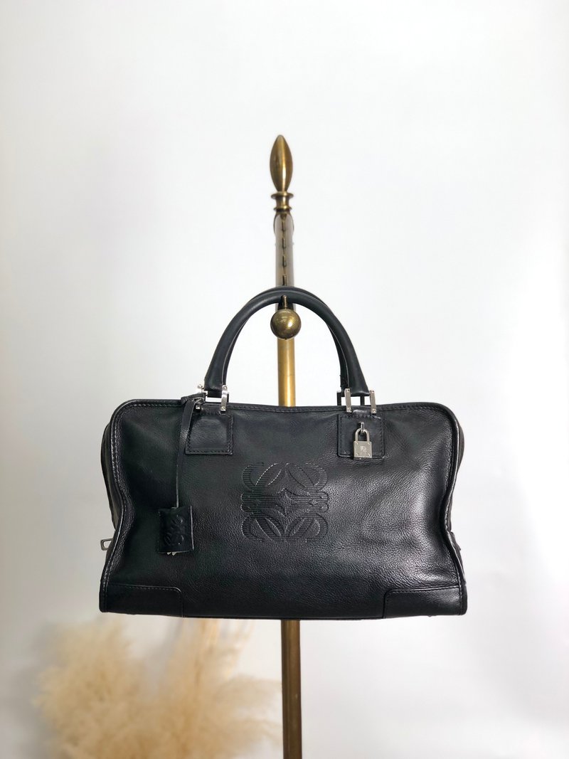【 日本直送　名牌中古包 】LOEWE ロエベ アマソナ28 ハンドバッグ ブラック アナグラム レザー ボストン vintage ヴィンテージ z3tif8 - 手提包/手提袋 - 真皮 黑色