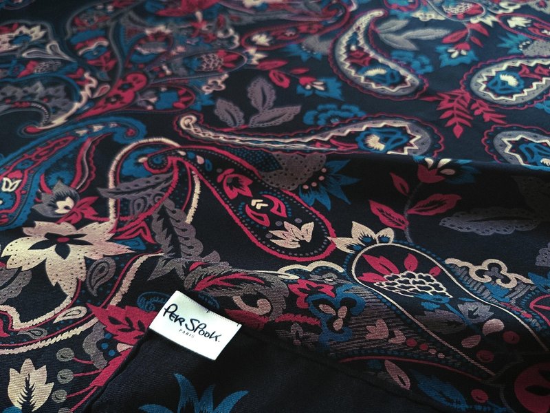 Per Spook Paris Vintage Silk Scarf Paisley 32 x 30 inches - 絲巾 - 絲．絹 綠色