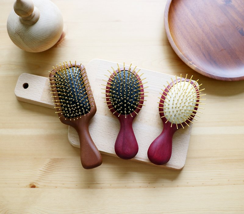 [Limited refurbished] Taiwan patented brand new small square/violet gold comb (Bronze needle) - Makeup Brushes - Wood 