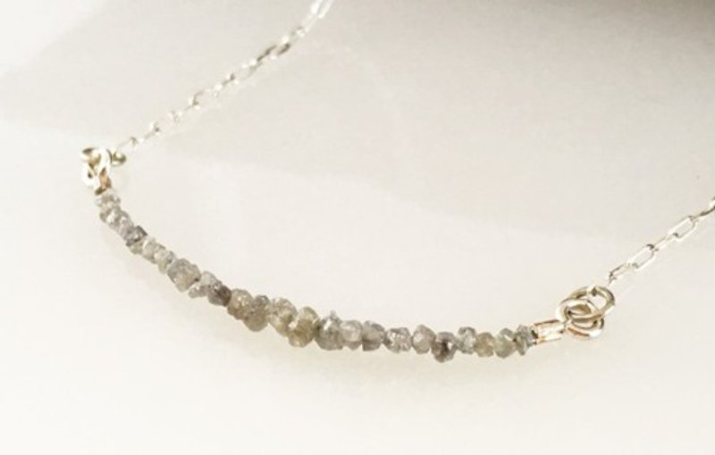 Natural diamond rough silver necklace - สร้อยคอ - โลหะ 
