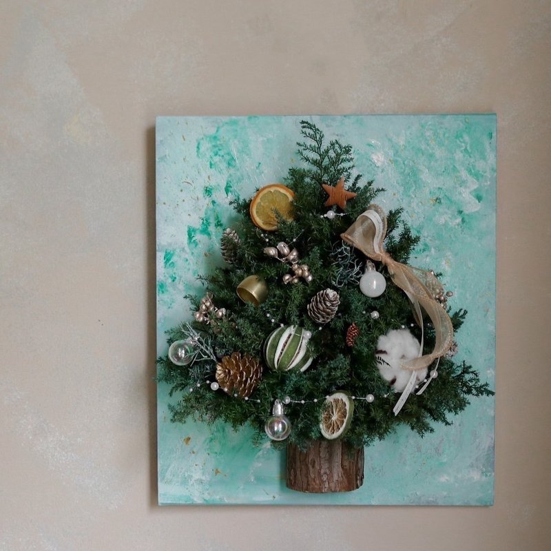 【Meet Eternity】Winter painting imported from Japan, everlasting cedar Christmas tree hanging painting - Dried Flowers & Bouquets - Plants & Flowers 