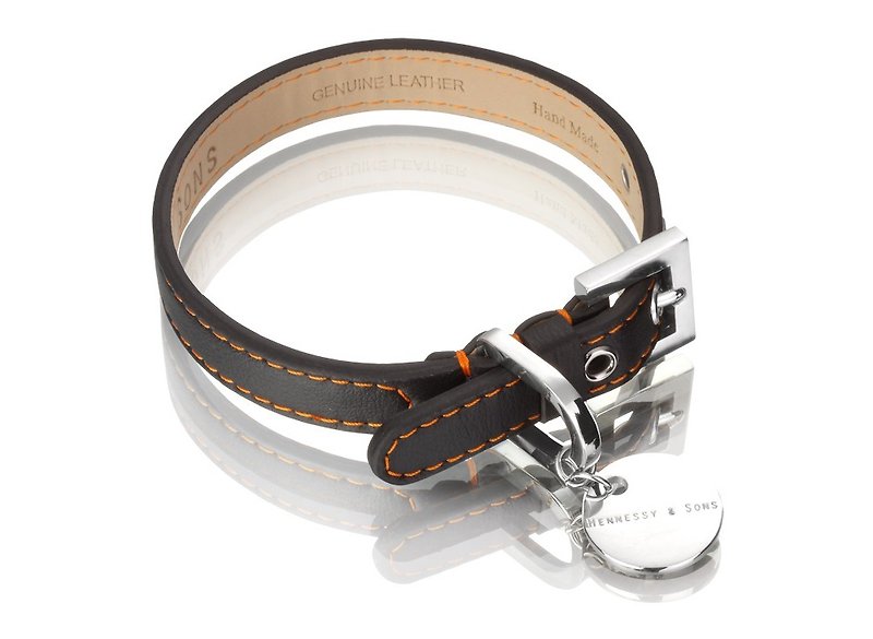 H&S Hennessy Father and Son Size S-Orange-Nottingham Leather Collar (Display Item) - Collars & Leashes - Genuine Leather 