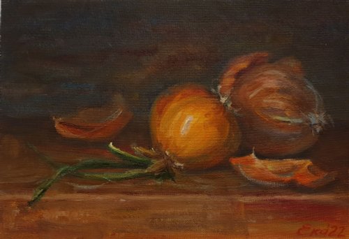 油彩画 玉ねぎの静物画 玉ねぎのある静物（Nature morte aux oignons）：セザンヌの静物画