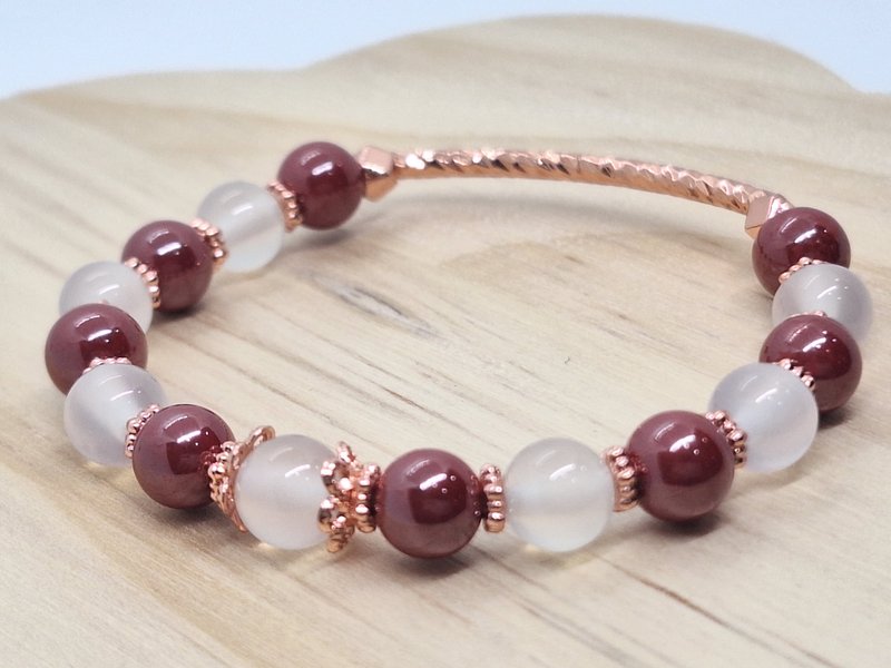 Imperial Sand/White Agate Rose Gold Bracelet - สร้อยข้อมือ - คริสตัล 