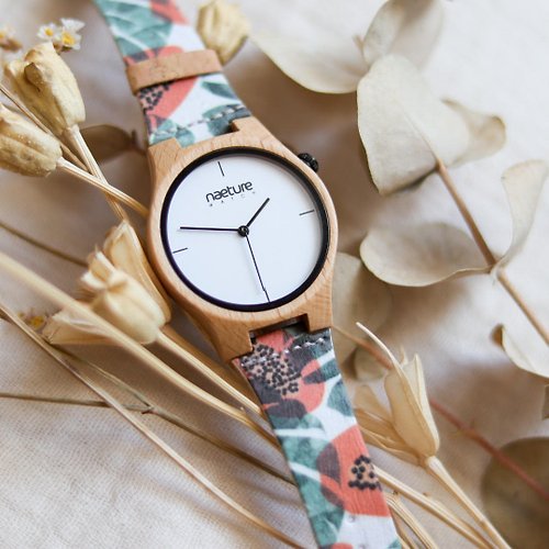 monogatari-japan アウトレット 木製腕時計 Naeturewatch-PAPAYJAJUNGLE ブナの木とコルクのカスタマイズ可能なアクセサリー腕時計 レディース メンズ