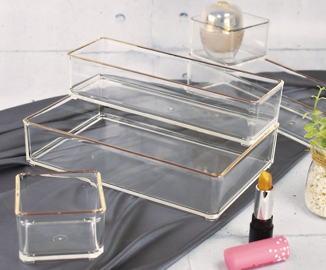 Clear Acrylic Stacking Drawer Organizers Gold Trim Set Of 5 - Shop