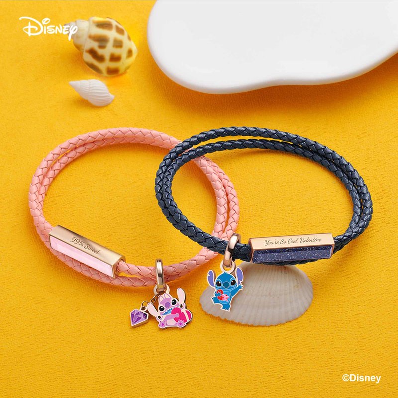 Disney Special Stitch & Angel Customized Leather Bracelet (8 Colours) - Bracelets - Genuine Leather Blue