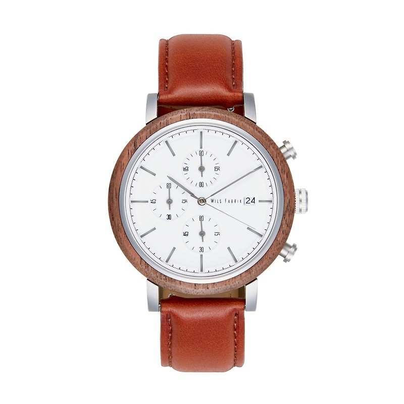 【Customized Gifts】Wils Fabrik - The Han M  - Walnut Wood Watch - นาฬิกาผู้ชาย - ไม้ สีนำ้ตาล