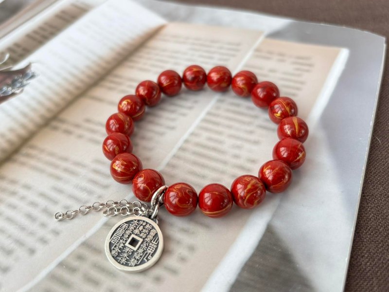 大漆山鬼花錢紅運手串 - 手鍊/手環 - 其他材質 紅色