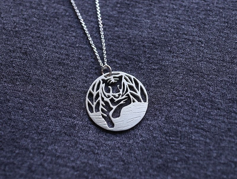 Ni.kou sterling silver jungle tiger necklace (giving jungle tiger postcard) - Necklaces - Other Metals 