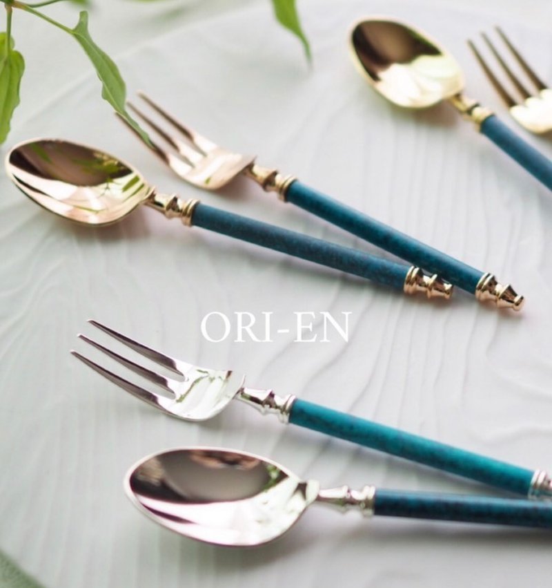 Coffee spoon 5pcs - ช้อนส้อม - สแตนเลส สีน้ำเงิน