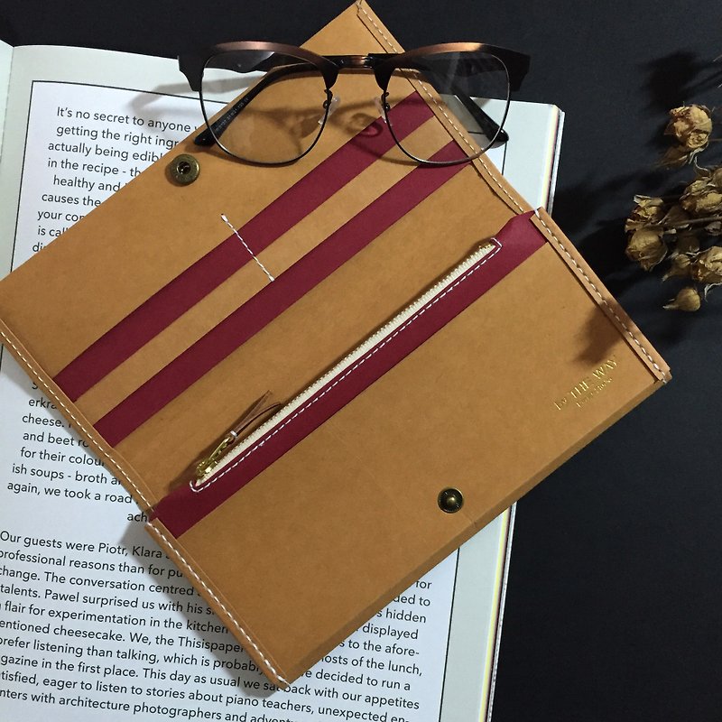 washable kraft paper long wallet  red/tan - Wallets - Paper Red