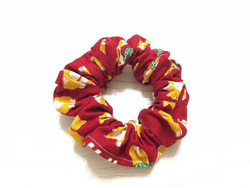 Shiba Inu. Red / large intestine ring hair bundle. Donut hair bundle. Hair ring - Hair Accessories - Cotton & Hemp Red