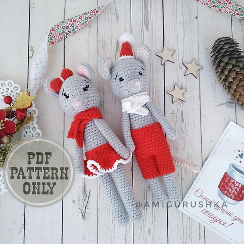 Amigurushka Pattern Mouse toy crochet amigurumi baby shower gift