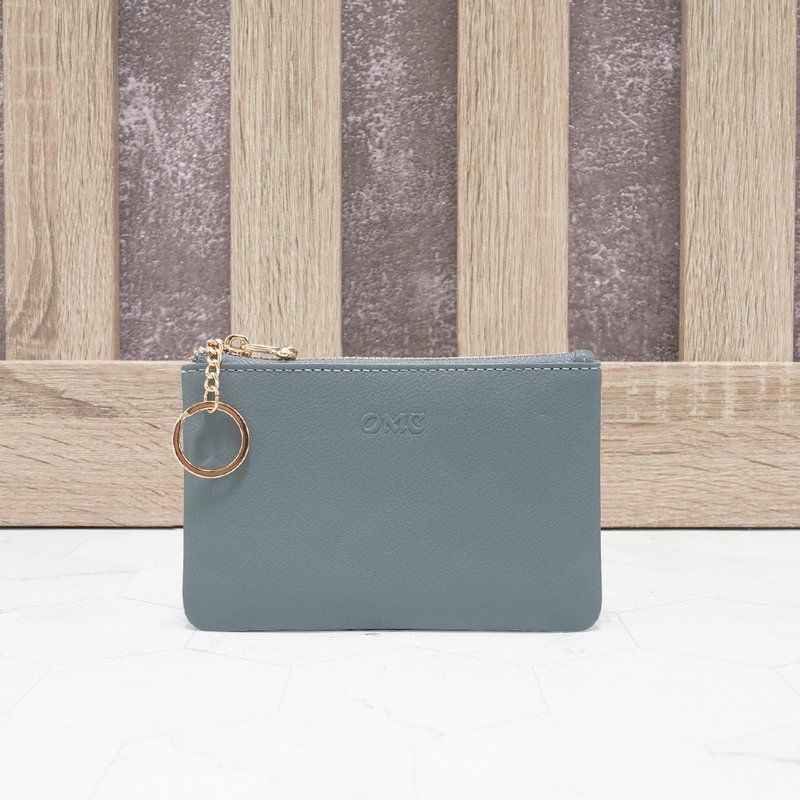 Simple Life Soft Cowhide Card Key Coin Purse 4024 (Gray Blue) - กระเป๋าใส่เหรียญ - หนังแท้ 