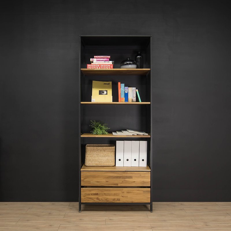Creesor-Shido 40 industrial wind combination cabinet bookcase display cabinet storage cabinet - ตู้เสื้อผ้า - โลหะ สีดำ