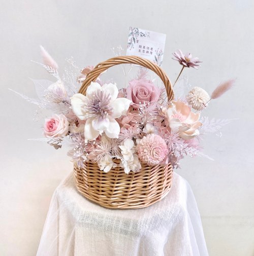 ＊*..おひさま色のフラワーバスケット..*＊.プリザーブドフラワー　贈り物 プリザーブドフラワー かご 通販 フラワーバスケット フラワー