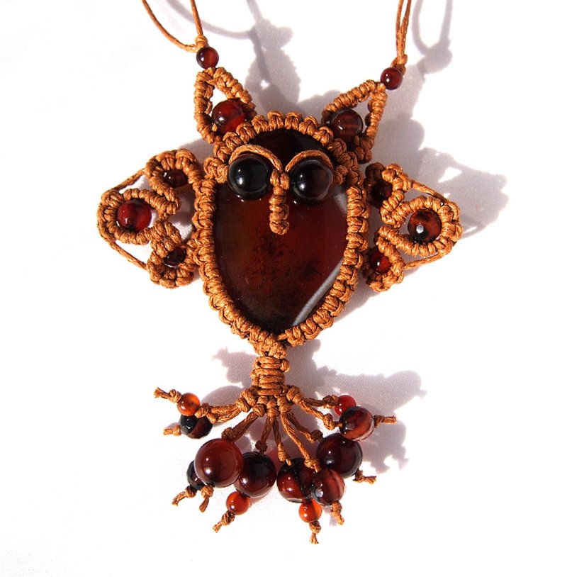Macrame Owl Pattern, macrame pendant owl, micromacrame jewelry tutorial - 手工藝教學/工具書 - 其他材質 
