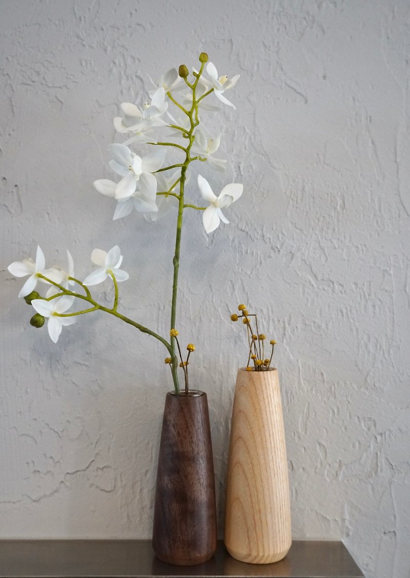 Handmade log tube plant - เซรามิก - ไม้ สีนำ้ตาล