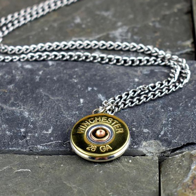 Bullet Designs 28 caliber shotgun bullet necklace / metal retro shape trend personality necklace - Necklaces - Other Metals 