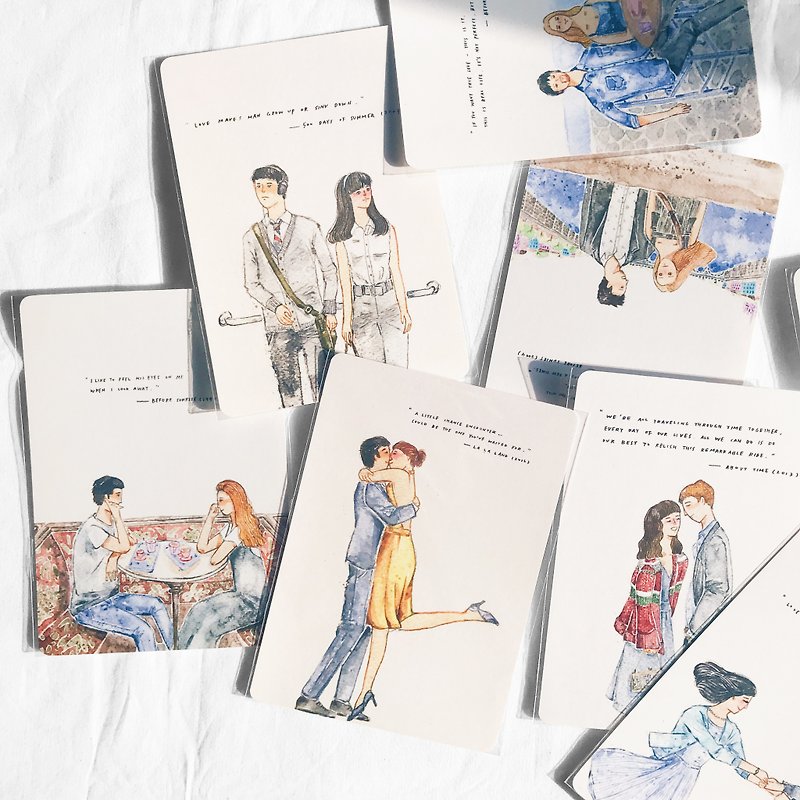 A movie about love-postcard set 9 pieces - Cards & Postcards - Paper White