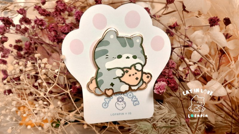 Cat In Love Hard Enamel Pins | Enamel Magnet | Cute | Kawaii | Lovely | Cat | gi - เข็มกลัด - โลหะ 