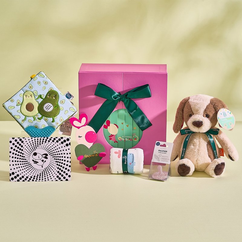 [Customized] Cheese Dafang - Soothing Doll + Universal Towel + Sandpaper + Pacifier(Full Moon Gift Box) - Baby Gift Sets - Other Materials Green