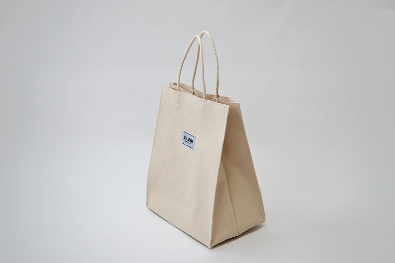 日本製 提袋造型 帆布托特包　NEIGHBOR SD - 手提包/手提袋 - 棉．麻 白色