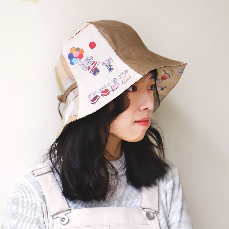 [Charlotte Lin Lin Xiaorou] Julian limited edition Japanese hat・Tulip hat/with straps - Hats & Caps - Cotton & Hemp 